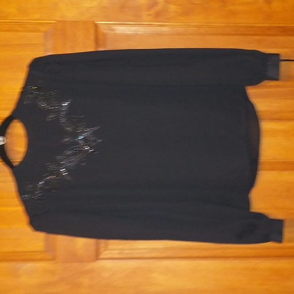 Jordan woman's size 5/6 shear blouse with faux gems/sequins- NWOT - Picture 11 of 11